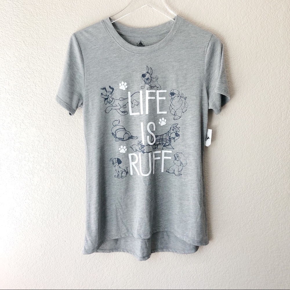 Disney land Parks grey life is ruff dog shirt NWT